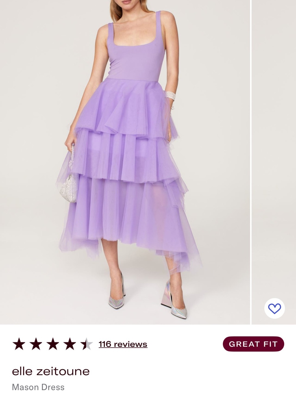 Elle Zeitoune Mason High-Low Tiered Tulle Dress in Lavender
